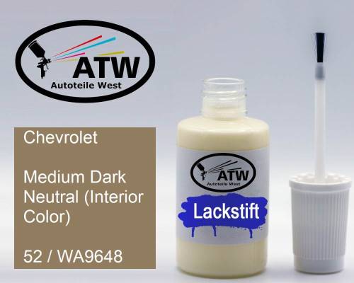 Chevrolet, Medium Dark Neutral (Interior Color), 52 / WA9648: 20ml Lackstift, von ATW Autoteile West.